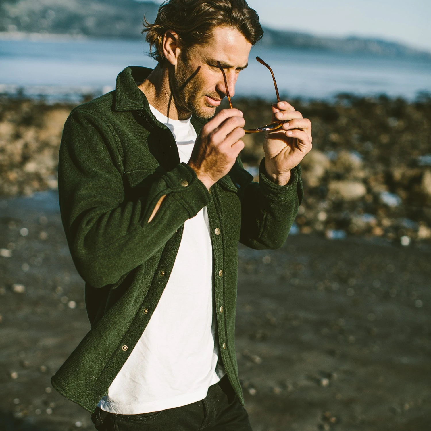 None The Big Sur Jacket In Heather Olive Polartec - Image 2