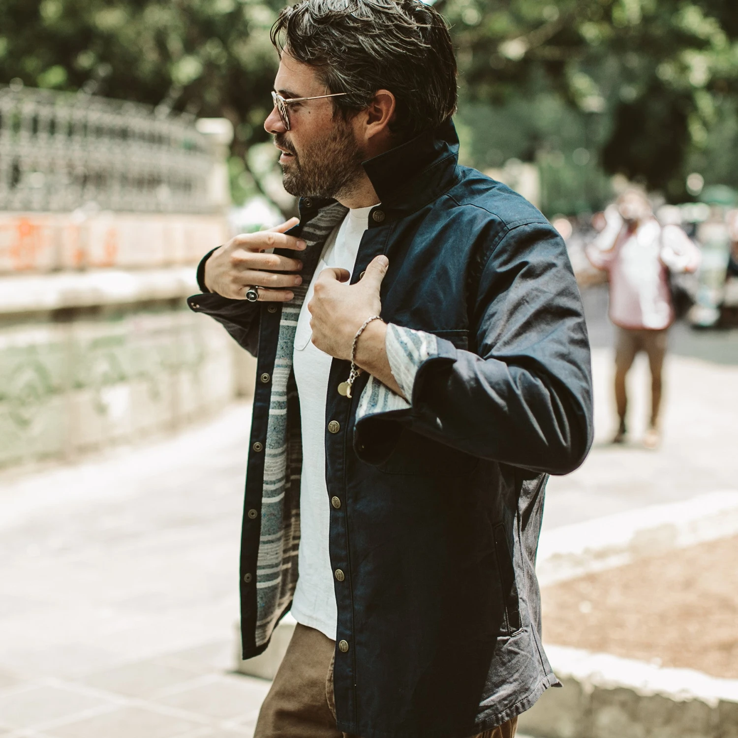 The Chore Jacket In Navy Dry Wax Canvas - Image 7