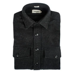 None The Maritime Shirt Jacket In Charcoal Donegal Wool