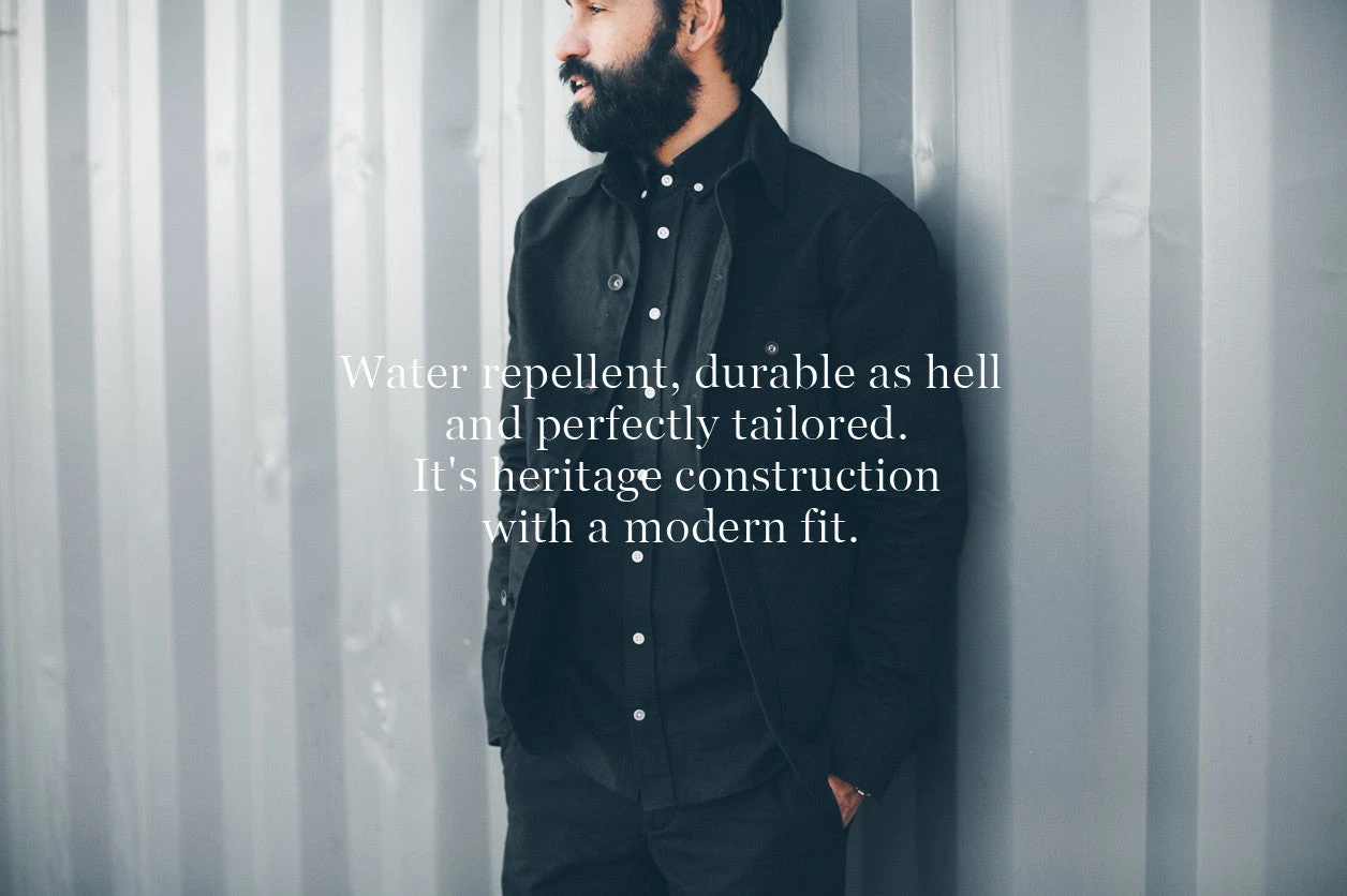 None The Project Jacket In Black Water Repellent Canvas - Image 7