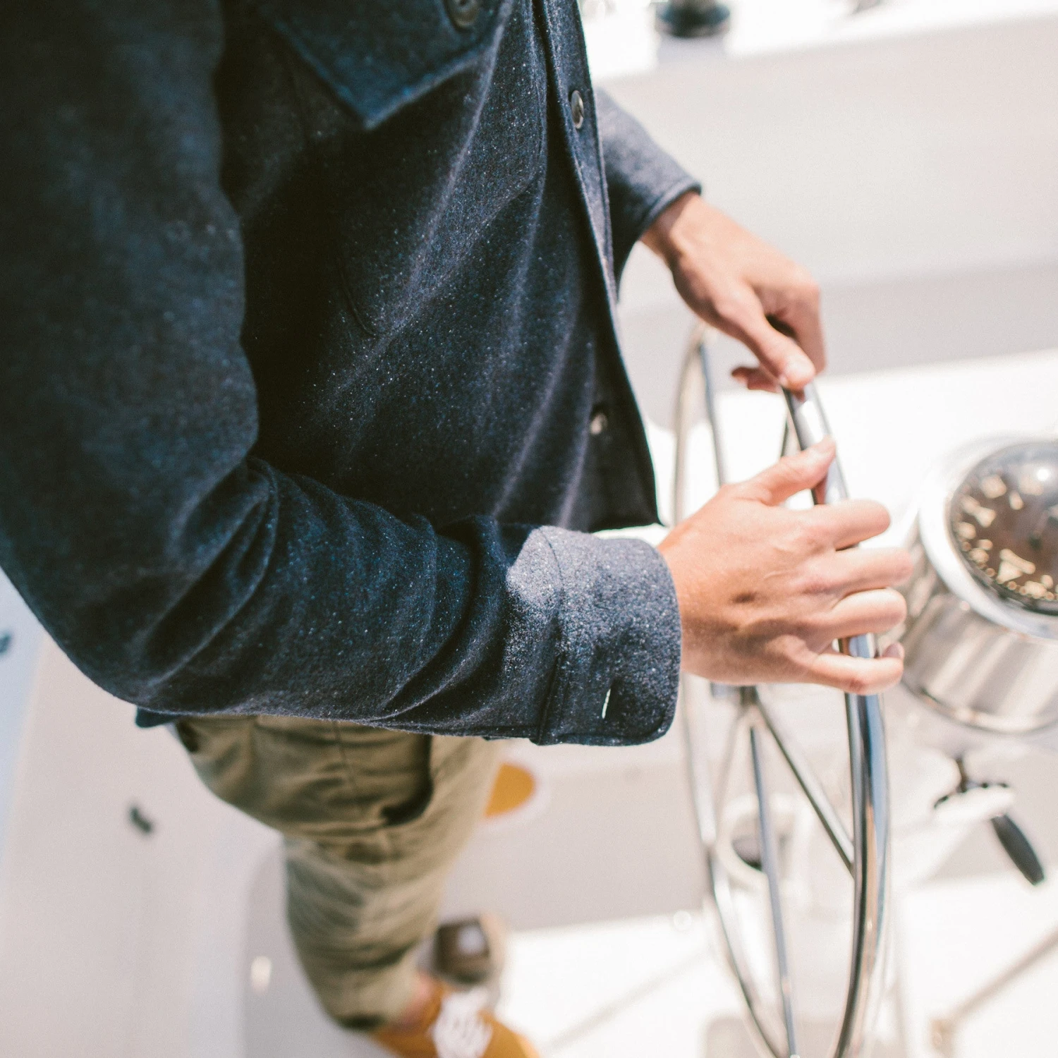 None The Maritime Shirt Jacket In Navy Donegal Lambswool - Image 7