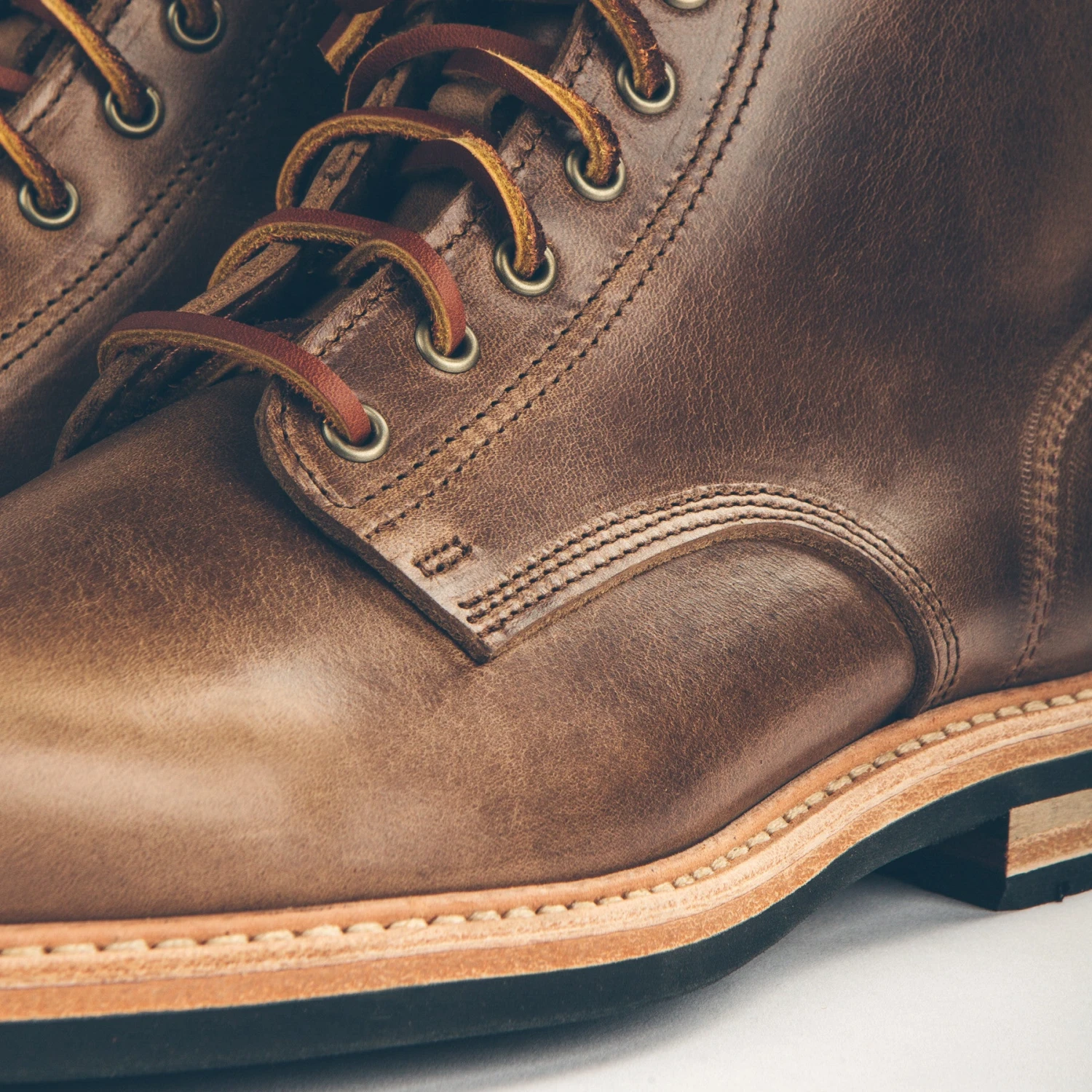 None The Plain Toe Moto Boot In Natural Chromexcel - Image 5
