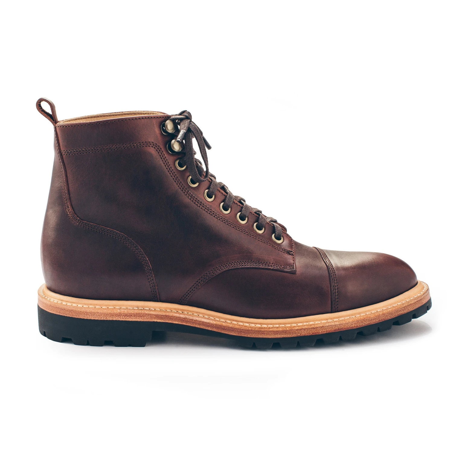 None The Cap Toe Moto Boot In Brown Steerhide
