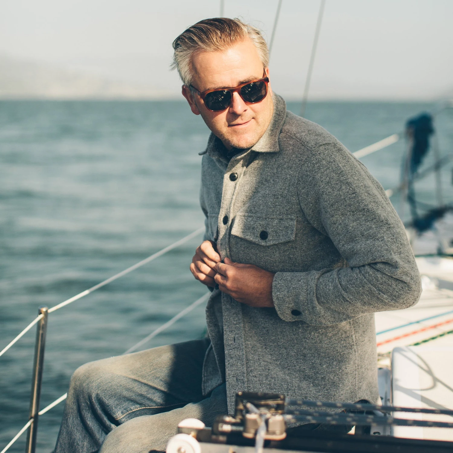 None The Maritime Shirt Jacket In Ash Donegal Lambswool - Image 2