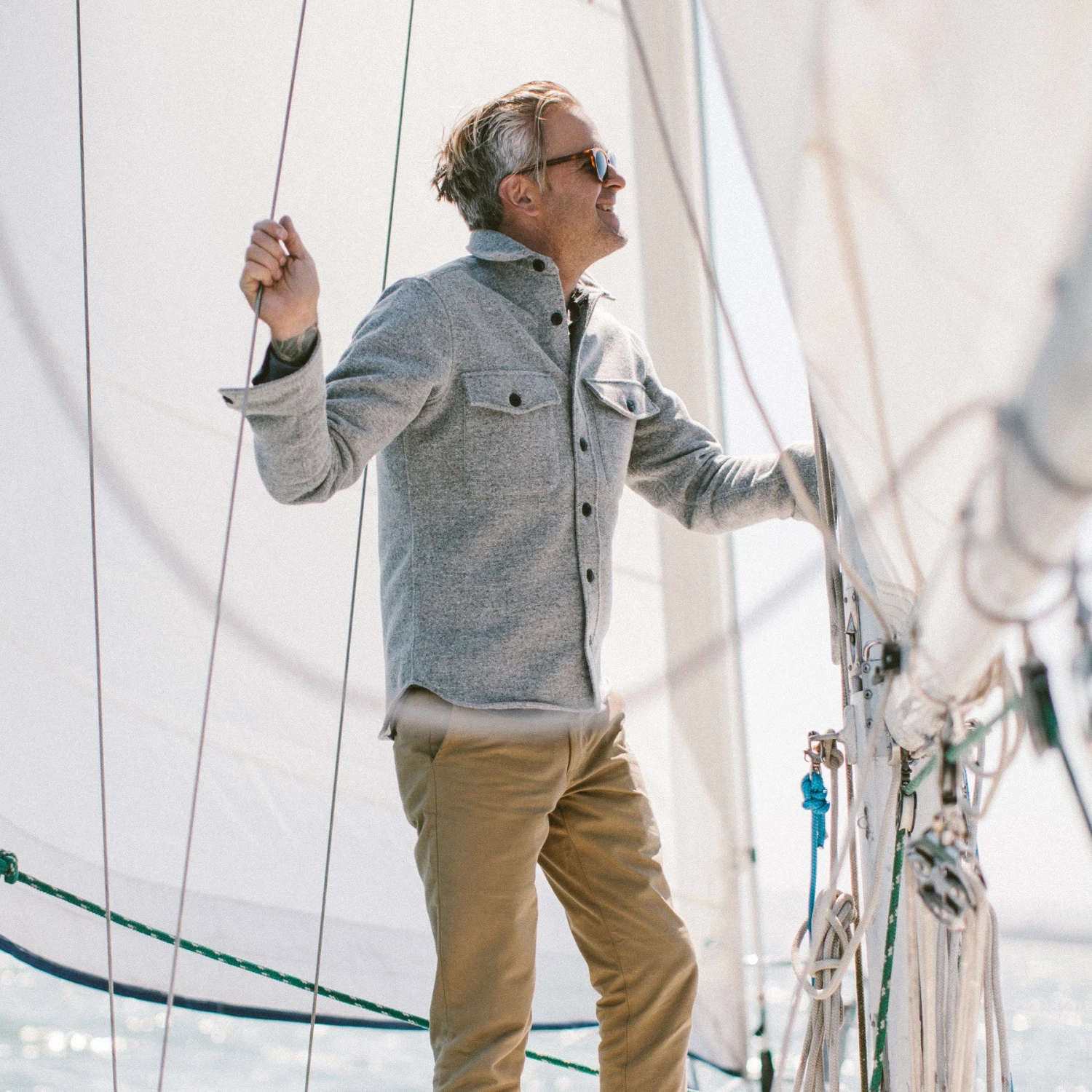 None The Maritime Shirt Jacket In Ash Donegal Lambswool - Image 3