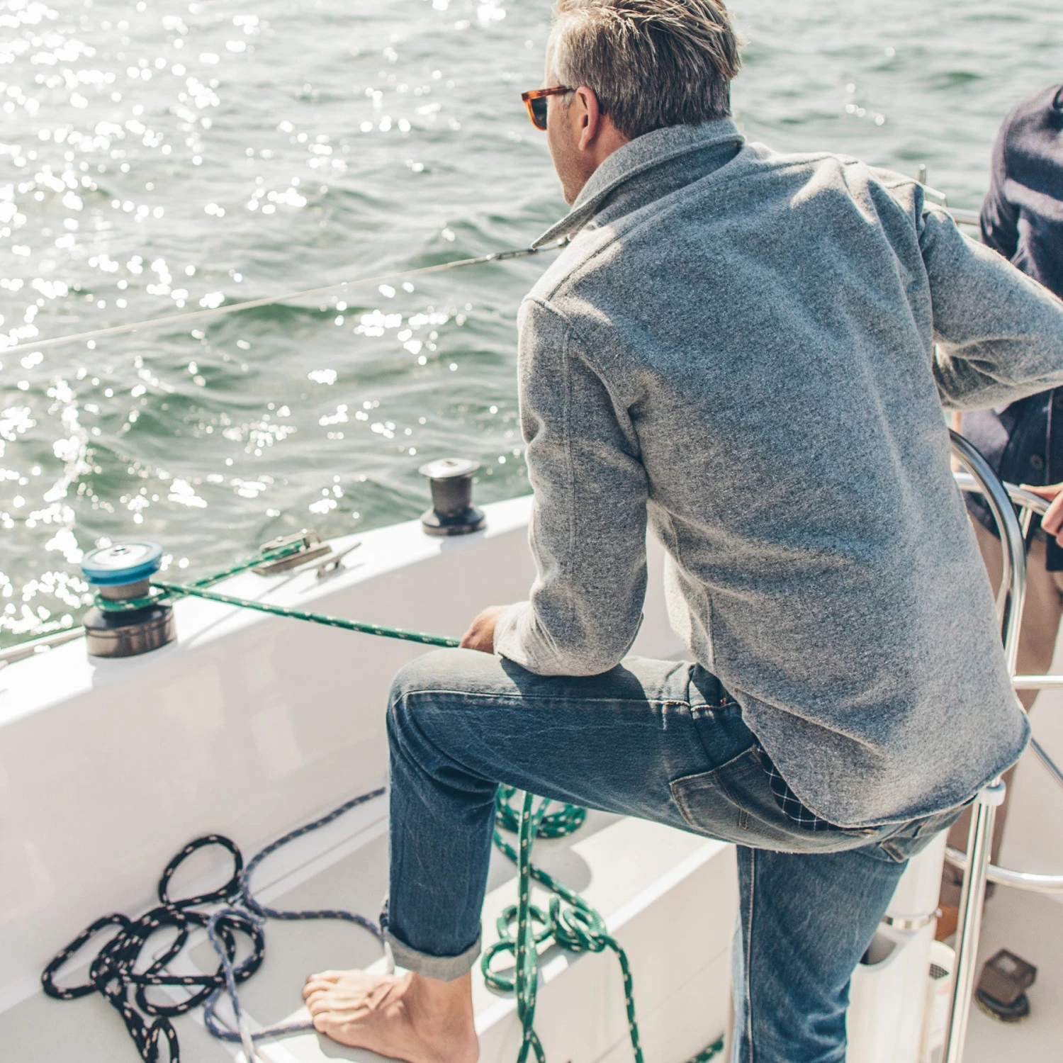 None The Maritime Shirt Jacket In Ash Donegal Lambswool - Image 4