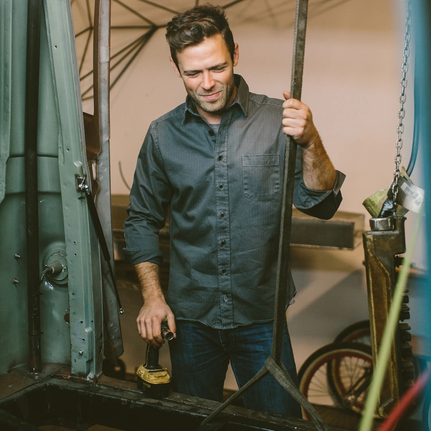 None The Mechanic In Washed Charcoal Herringbone - Image 2