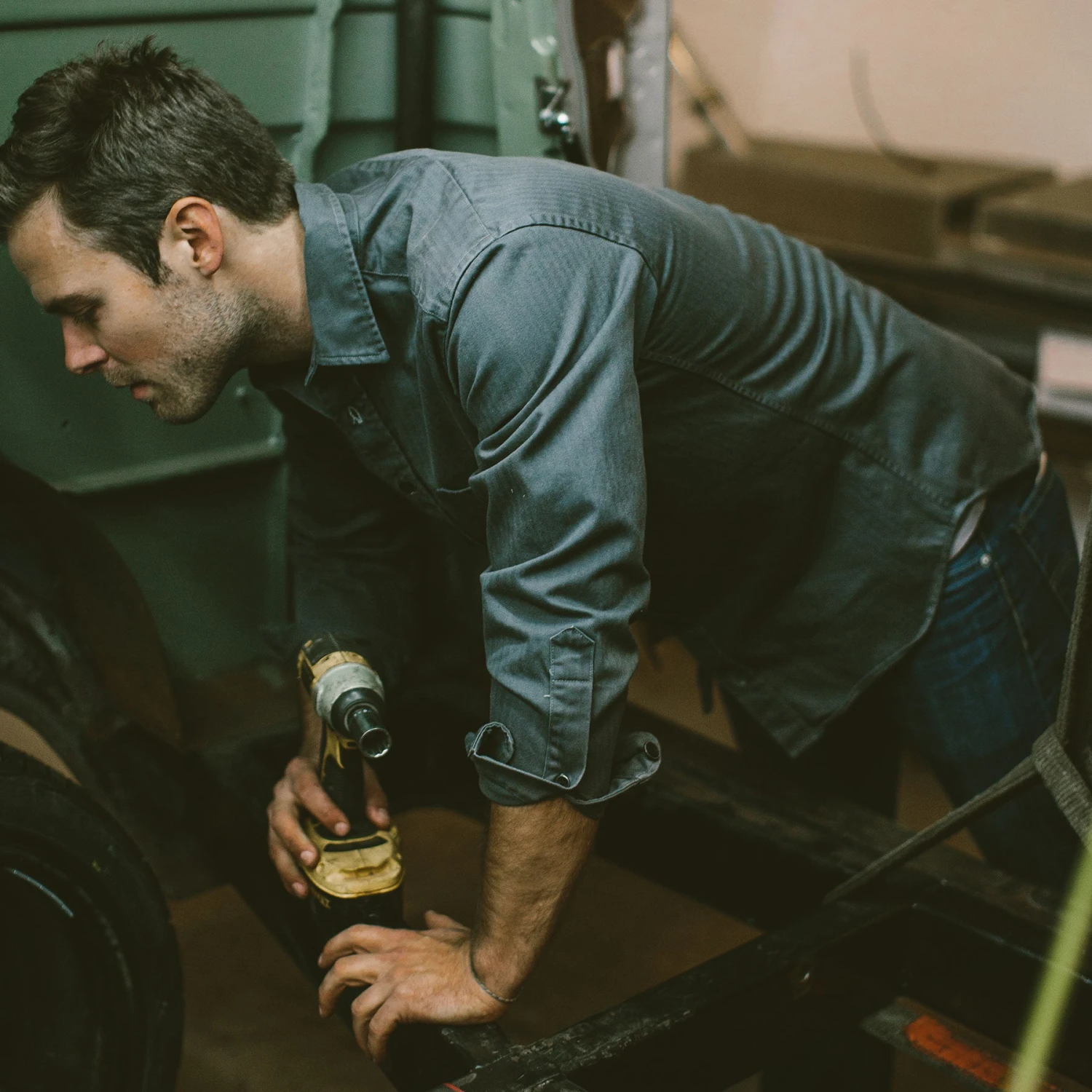 None The Mechanic In Washed Charcoal Herringbone - Image 3