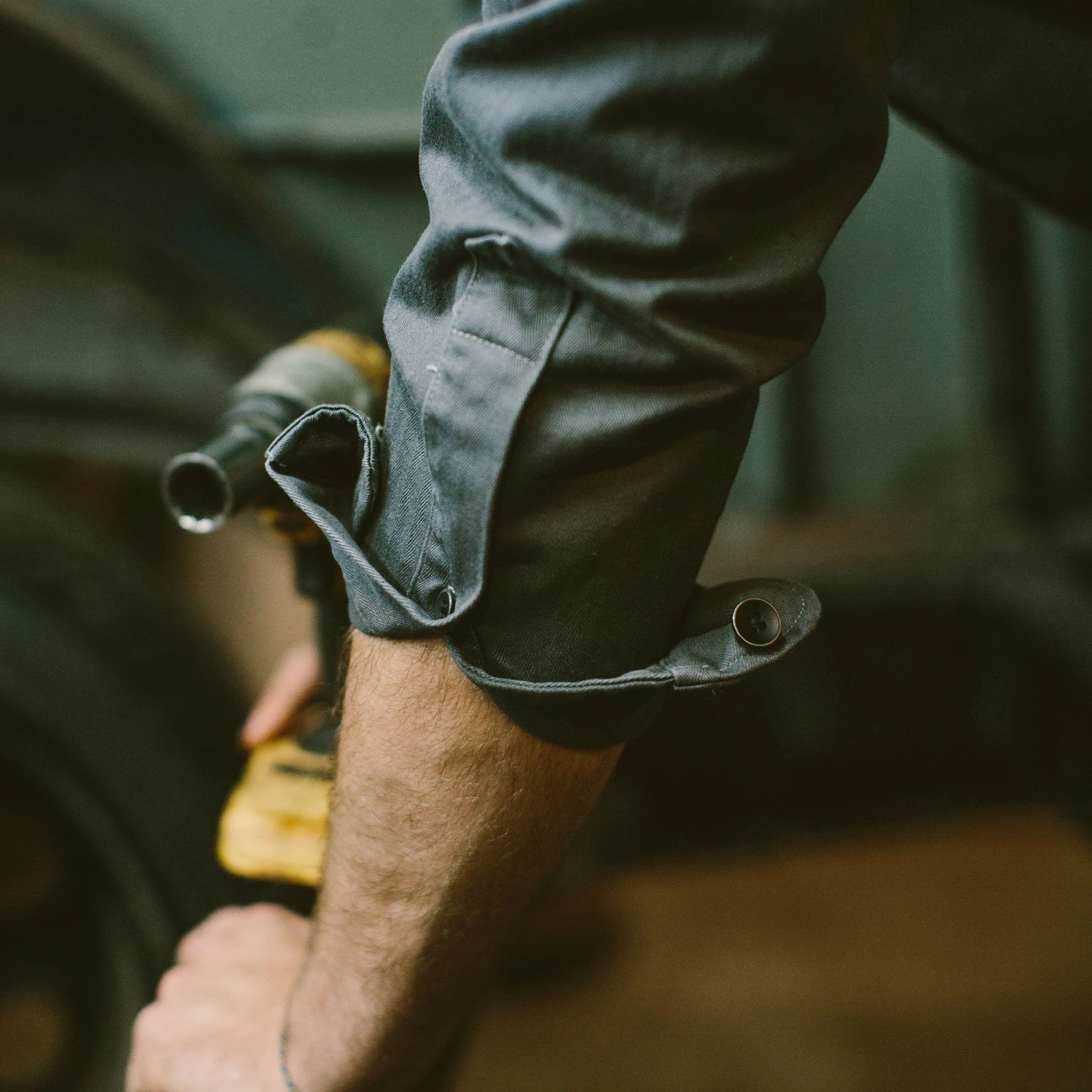 None The Mechanic In Washed Charcoal Herringbone - Image 4