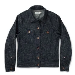 None The Pacific Jacket In Indigo Silk Denim