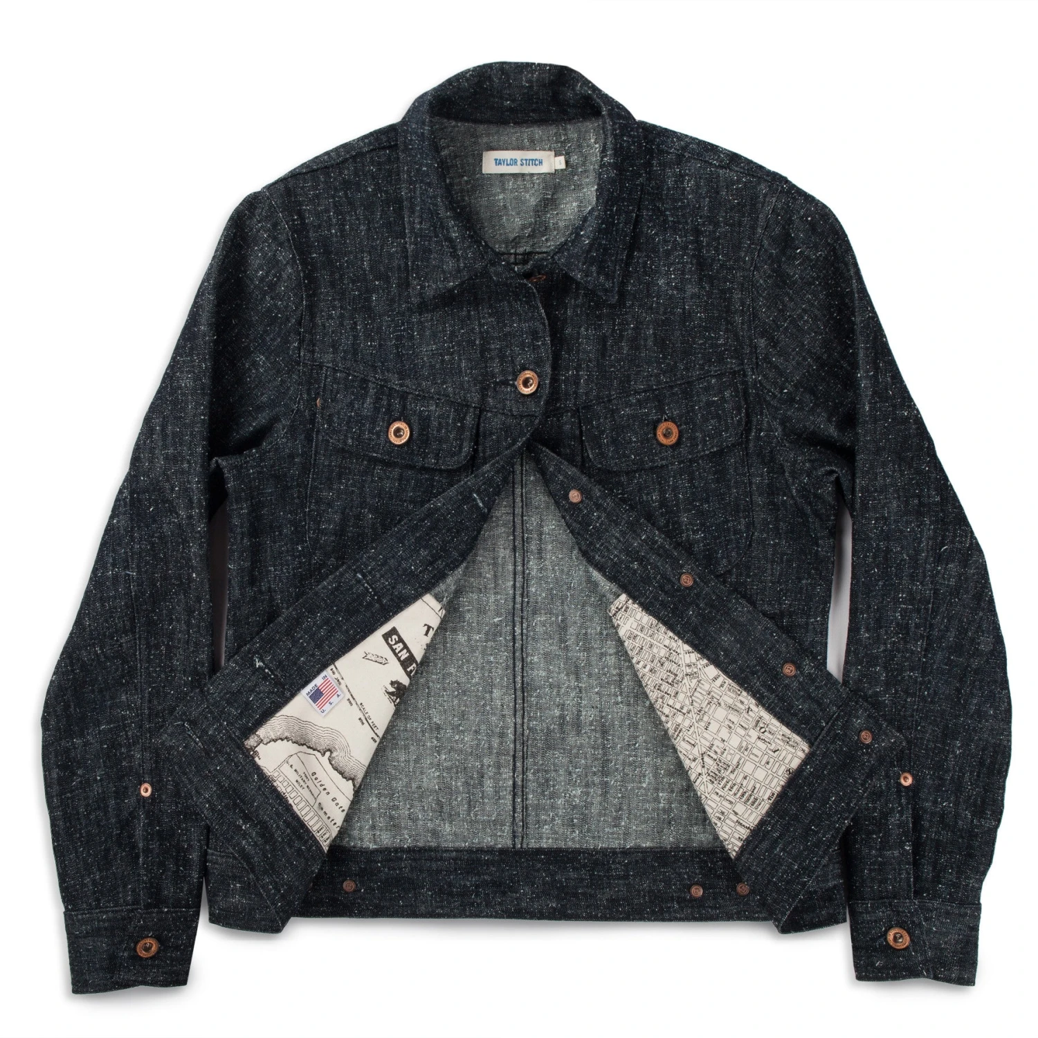 None The Pacific Jacket In Indigo Silk Denim - Image 5