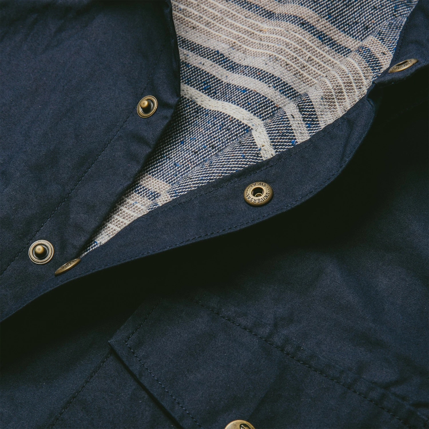 The Chore Jacket In Navy Dry Wax Canvas - Image 8