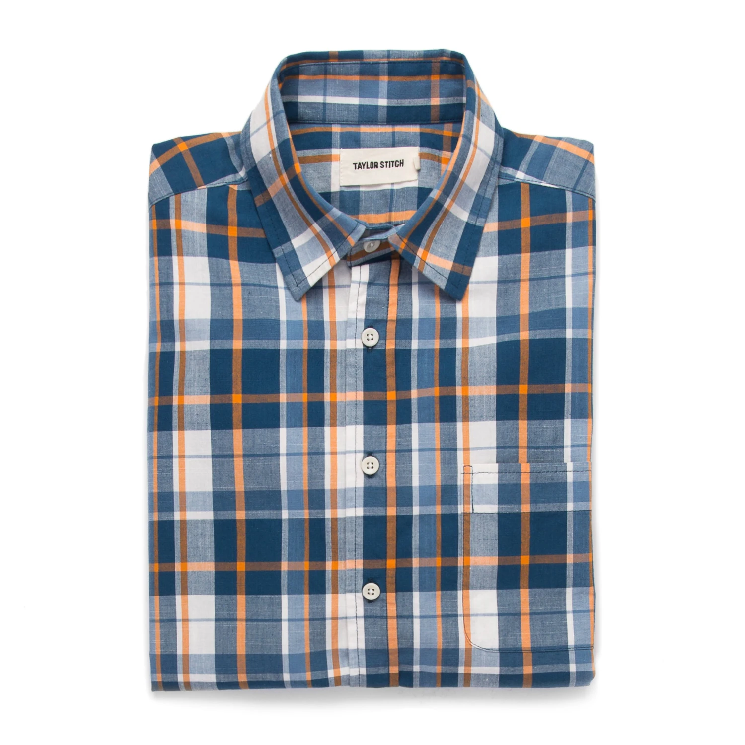 The Short Sleeve California In Blue Madras - Image 7