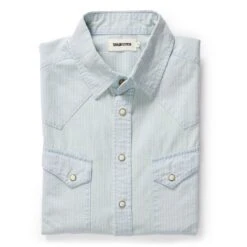 The Western Shirt In Bleached Indigo Stripe