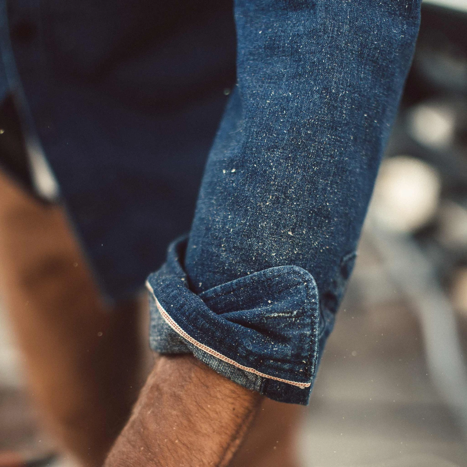 The Cash Shirt In Washed Selvage Denim - Image 4