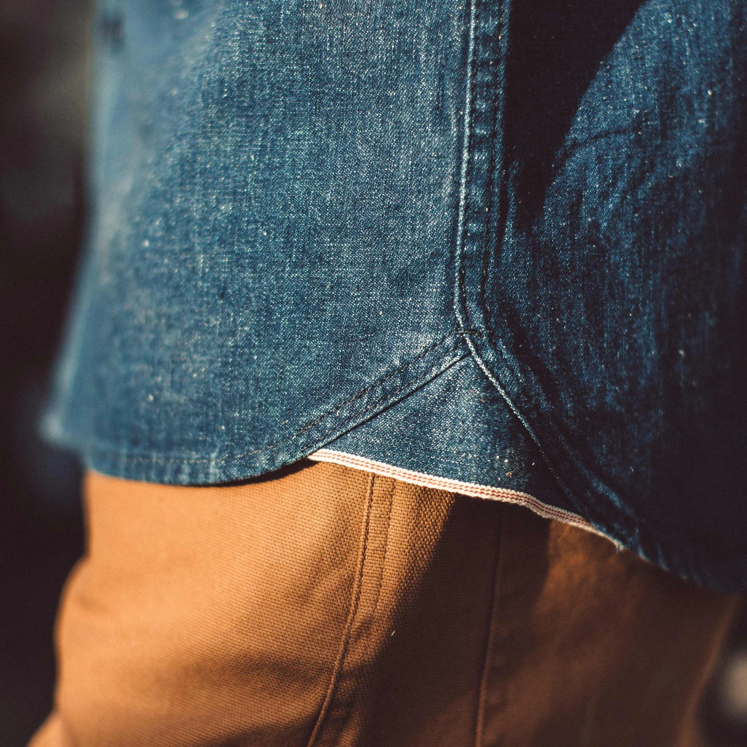 The Cash Shirt In Washed Selvage Denim - Image 6