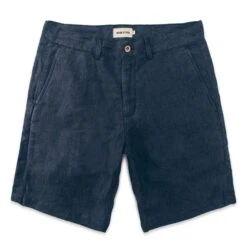 The Maritime Short In Navy Linen Herringbone