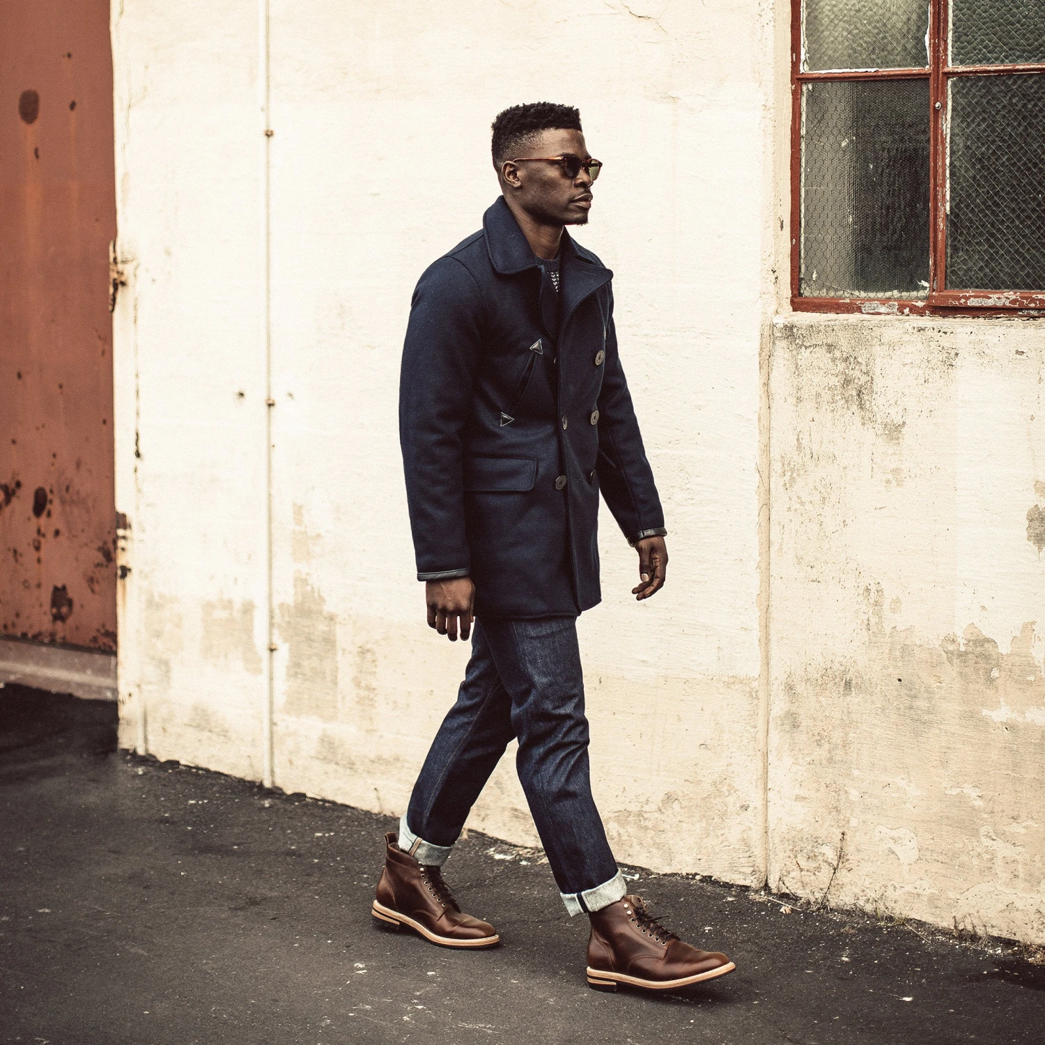 The Mendocino Peacoat In Navy Melton Wool - Image 3