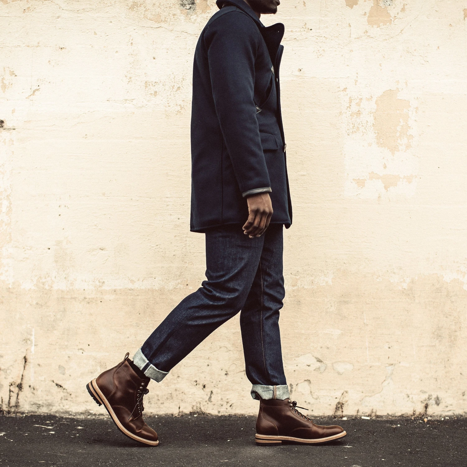 The Mendocino Peacoat In Navy Melton Wool - Image 5