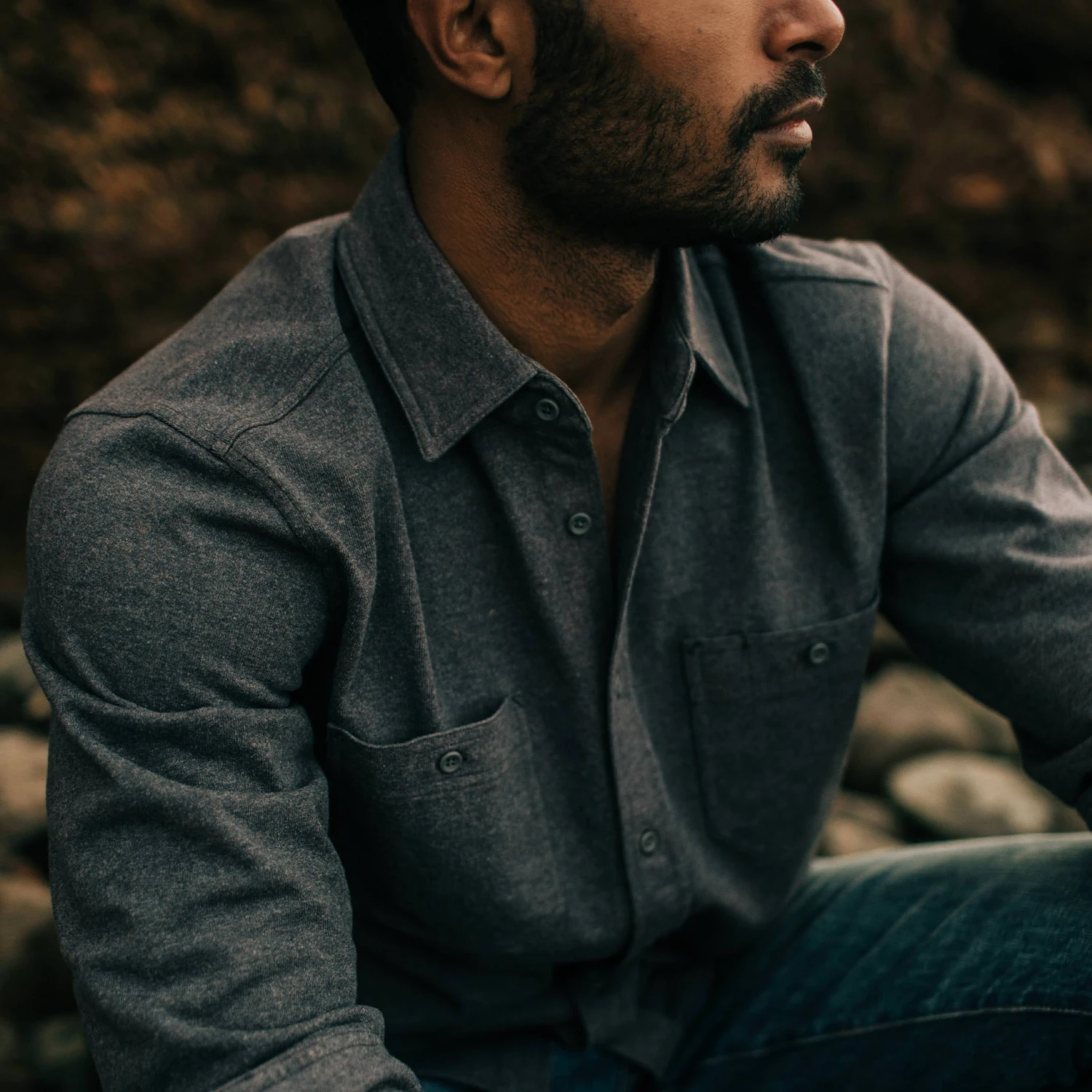 The Utility Shirt In Dark Charcoal Heavy Bag - Image 3