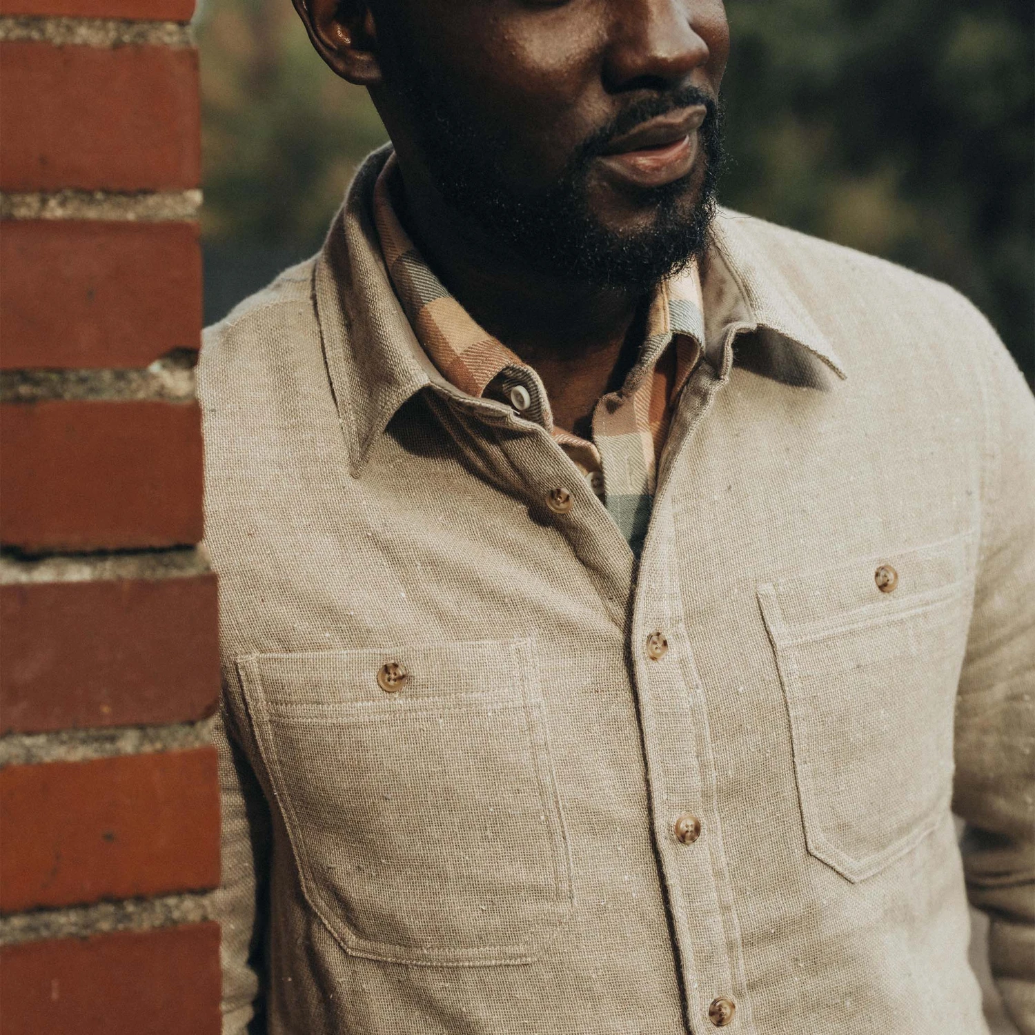 The Lined Utility Shirt In Oat Donegal - Image 3