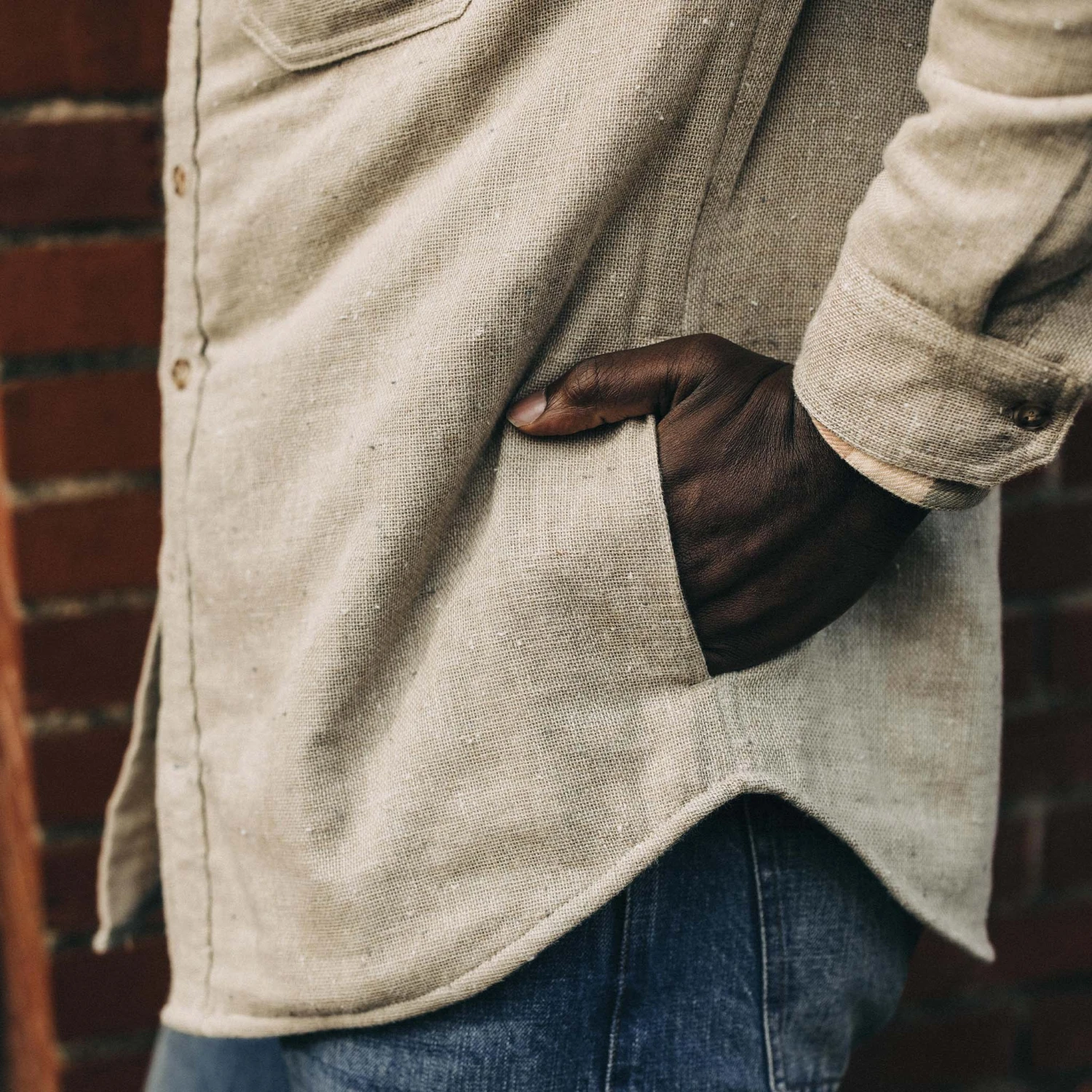 The Lined Utility Shirt In Oat Donegal - Image 4