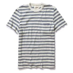 The Organic Cotton Tee In Washed Indigo Stripe