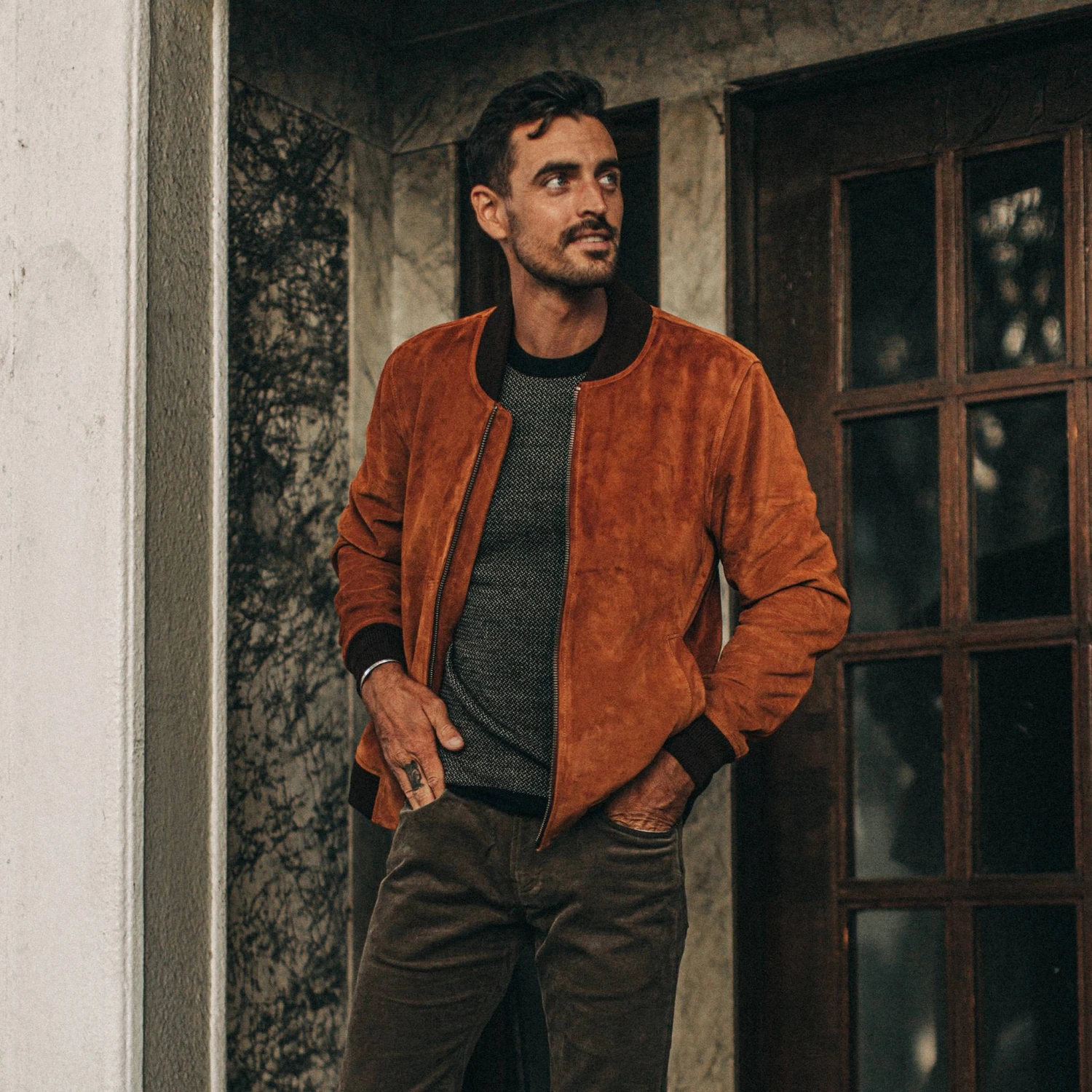 The Bomber Jacket In Whiskey Suede - Image 2