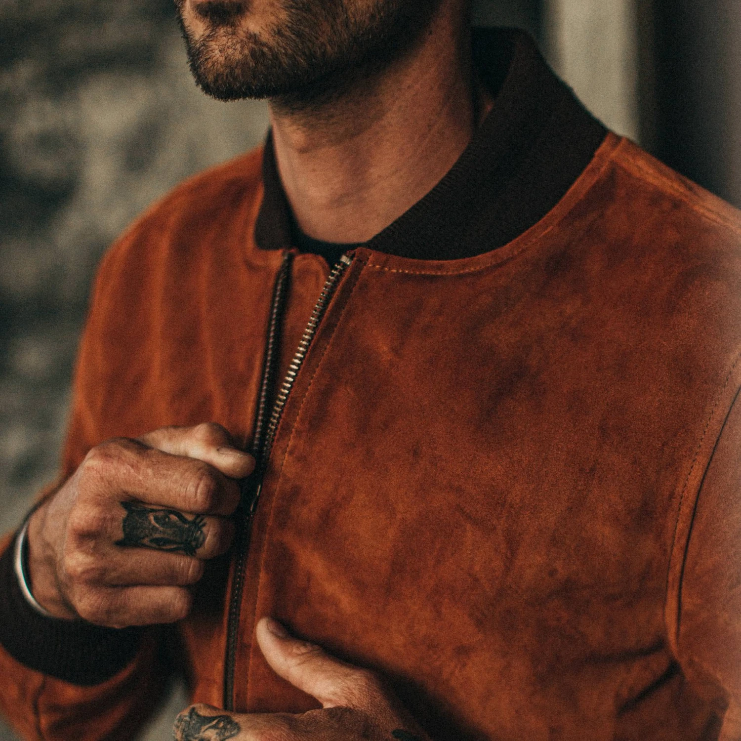 The Bomber Jacket In Whiskey Suede - Image 3