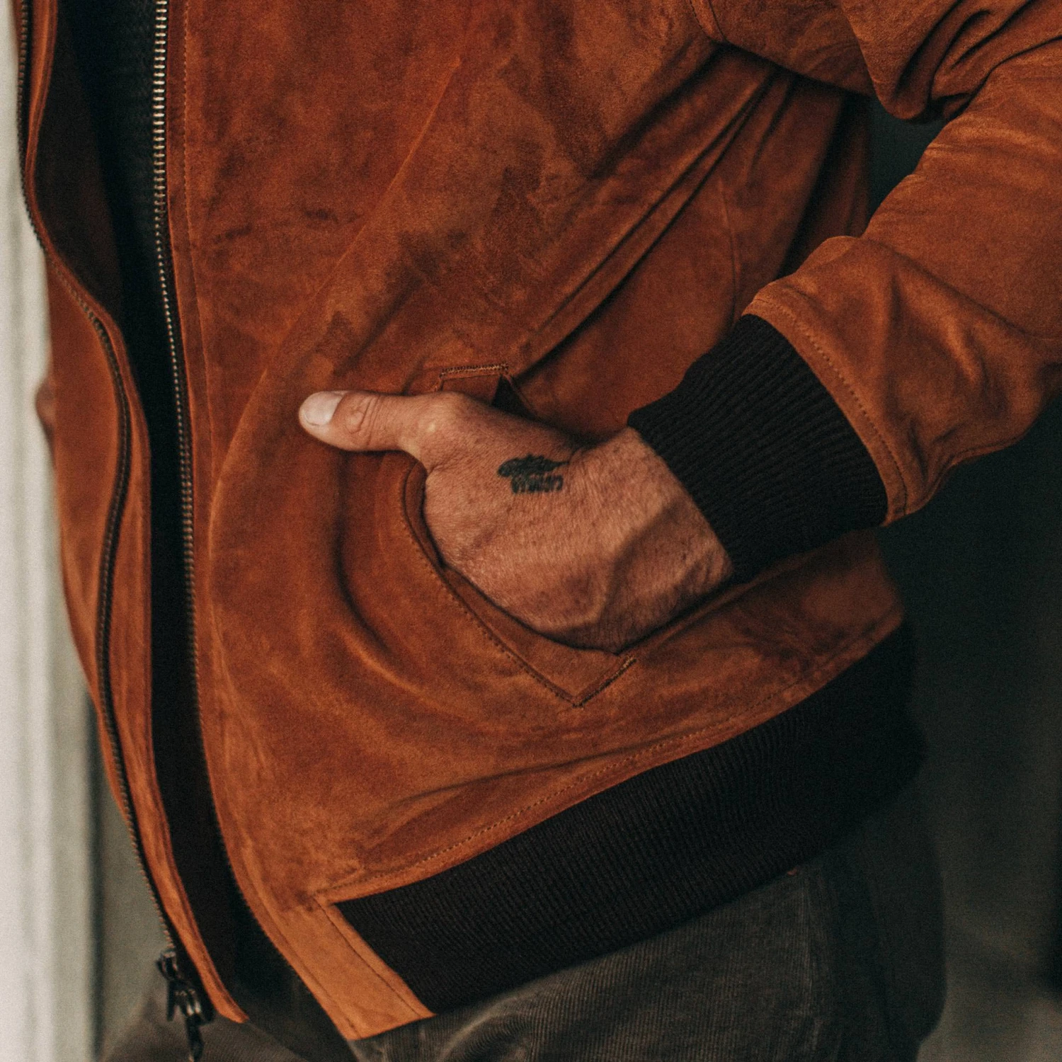 The Bomber Jacket In Whiskey Suede - Image 4