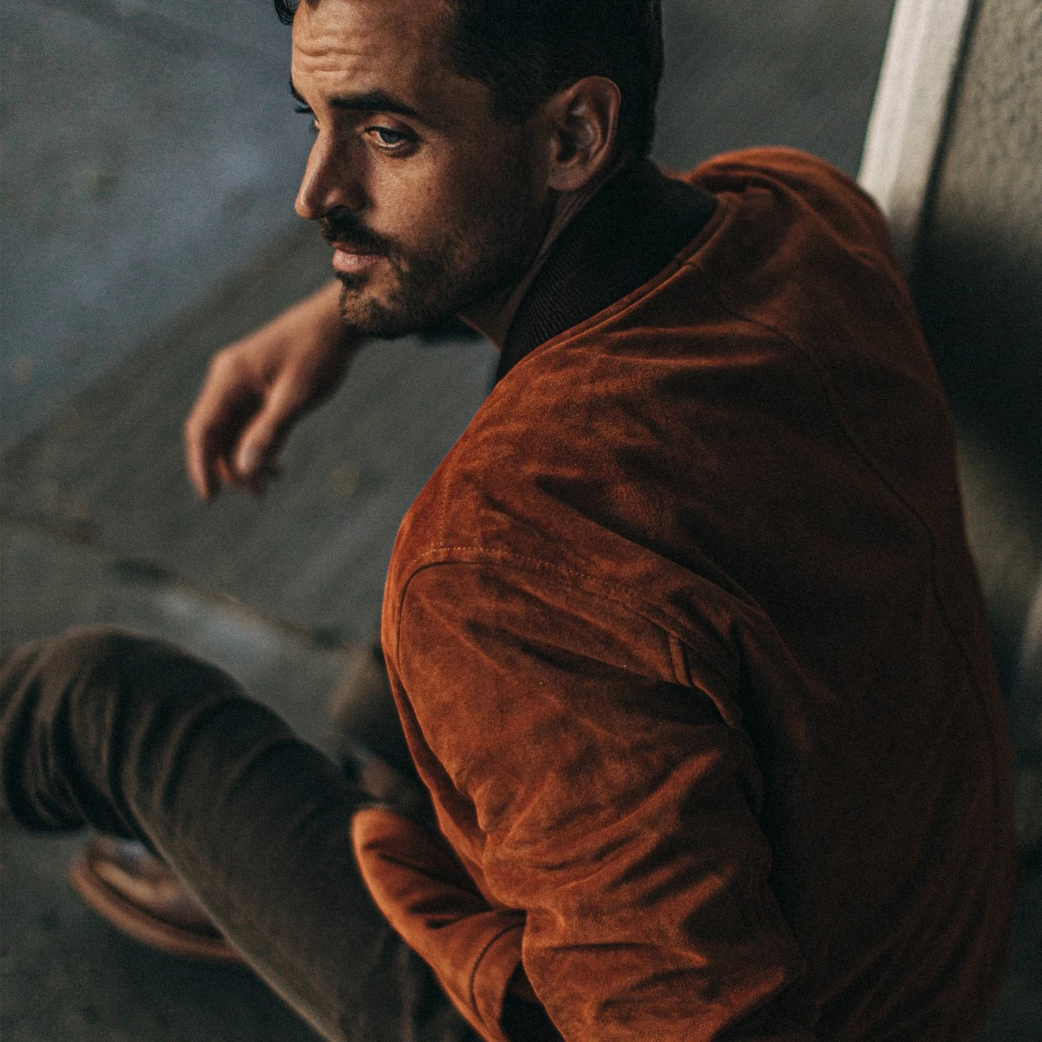 The Bomber Jacket In Whiskey Suede - Image 5