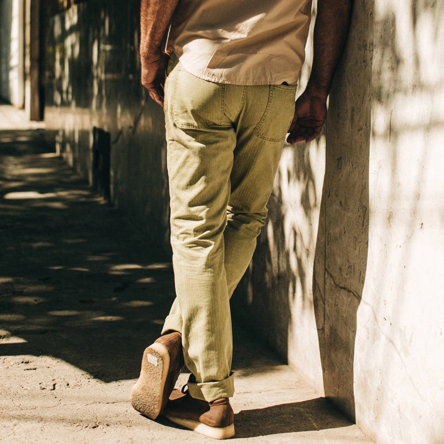 The Camp Pant In Olive Herringbone - Image 5