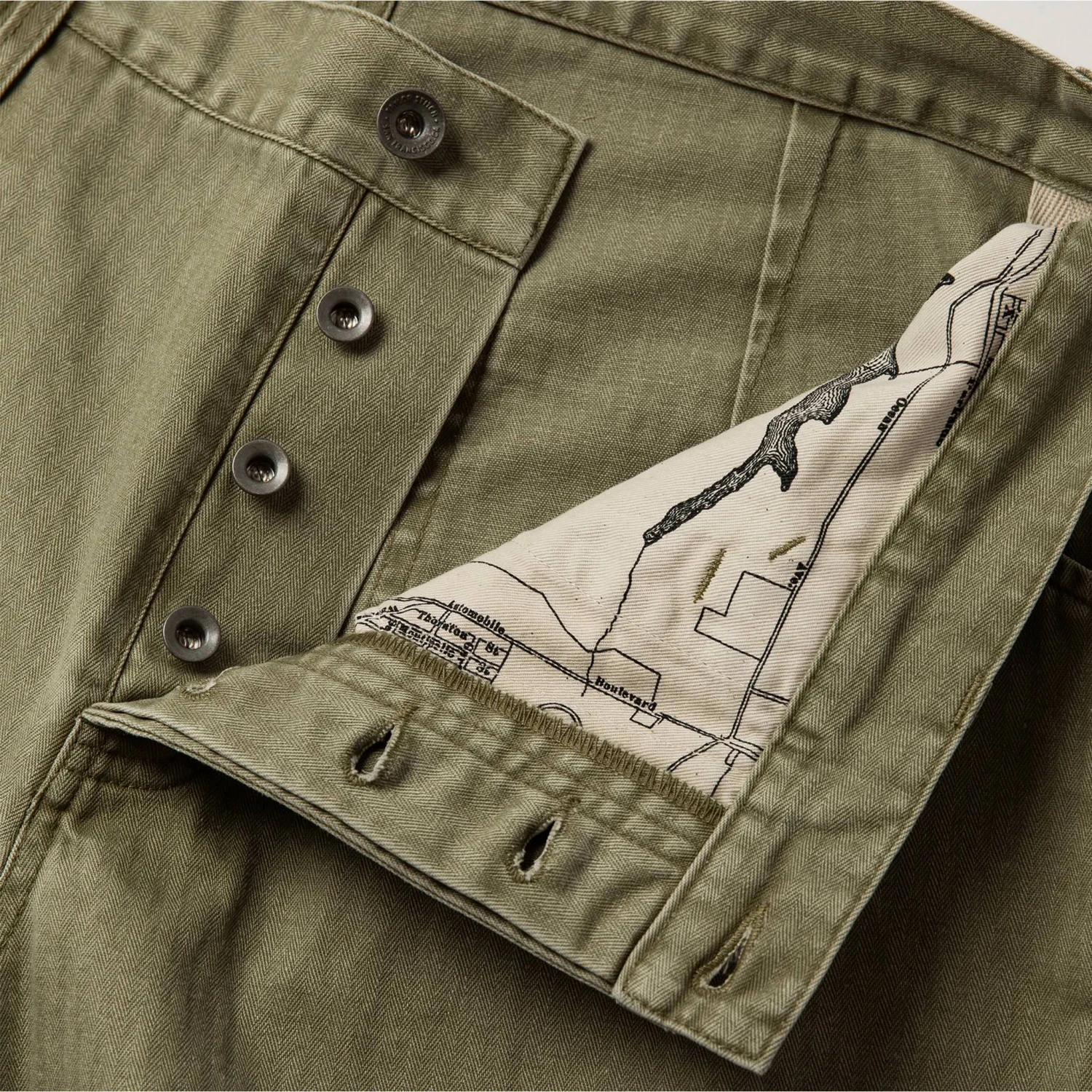 The Camp Pant In Olive Herringbone - Image 8