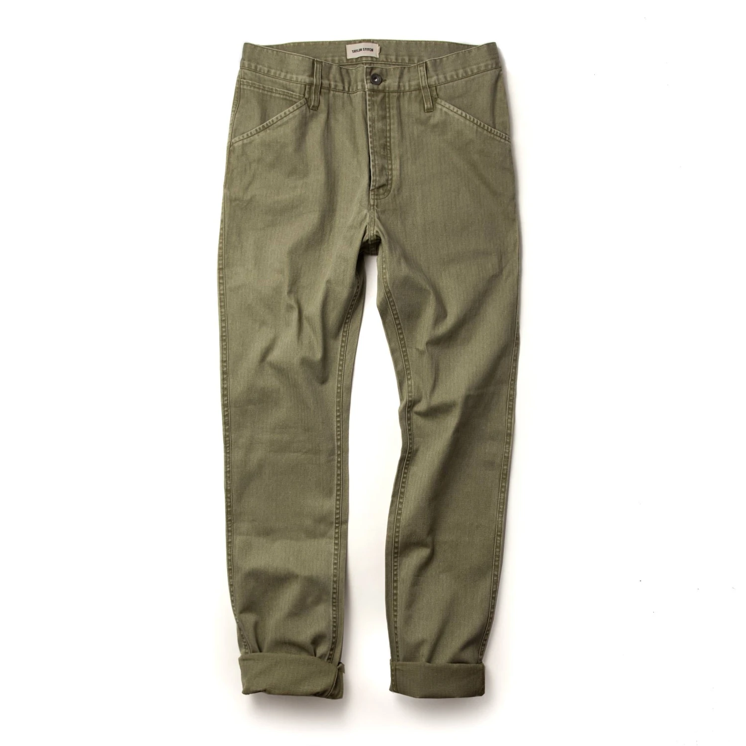 The Camp Pant In Olive Herringbone - Image 10