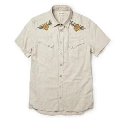 The Embroidered Short Sleeve Western In Natural