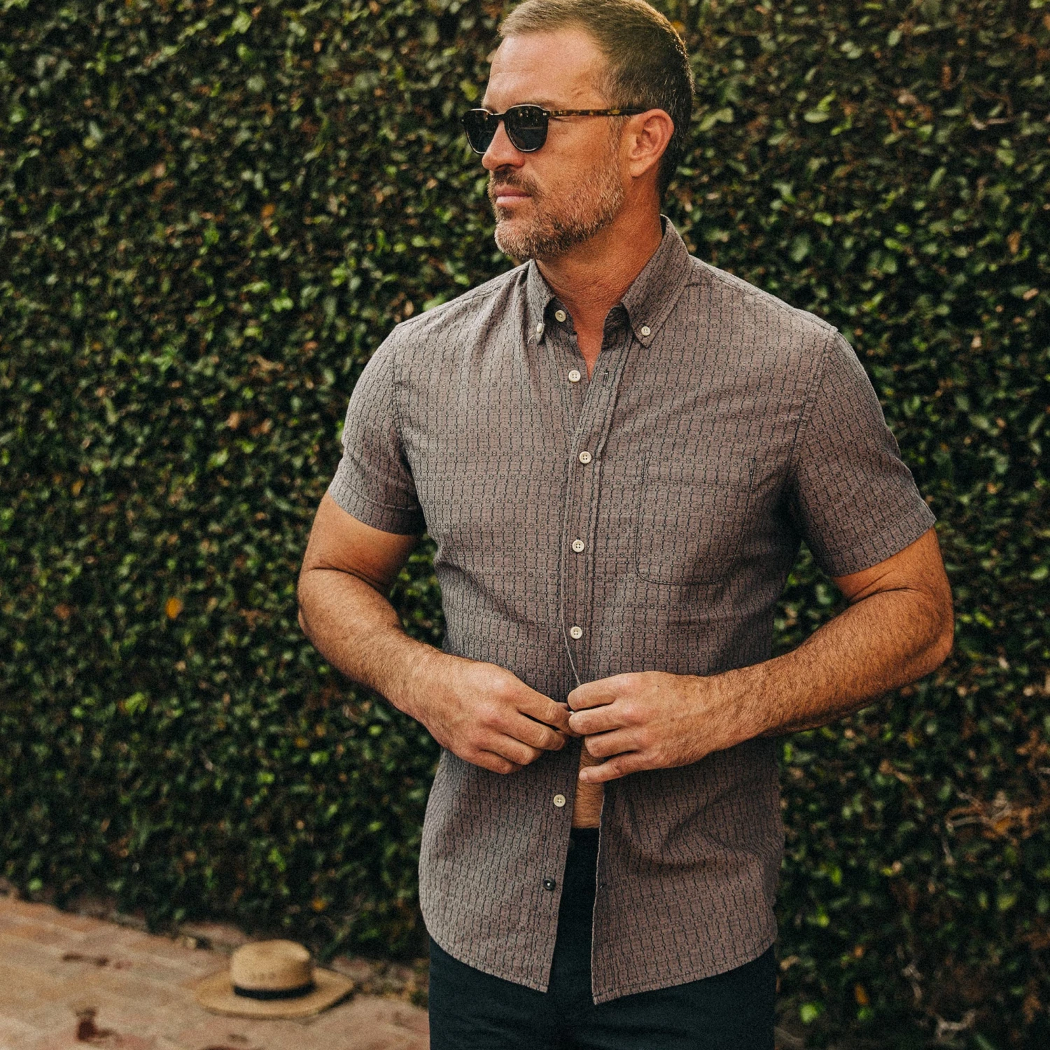 The Short Sleeve Jack In Cocoa Dobby - Image 2