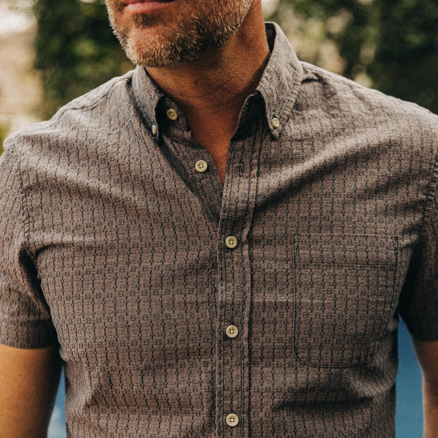 The Short Sleeve Jack In Cocoa Dobby - Image 3