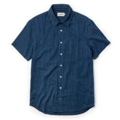 The Short Sleeve California In Indigo Jacquard Stripe