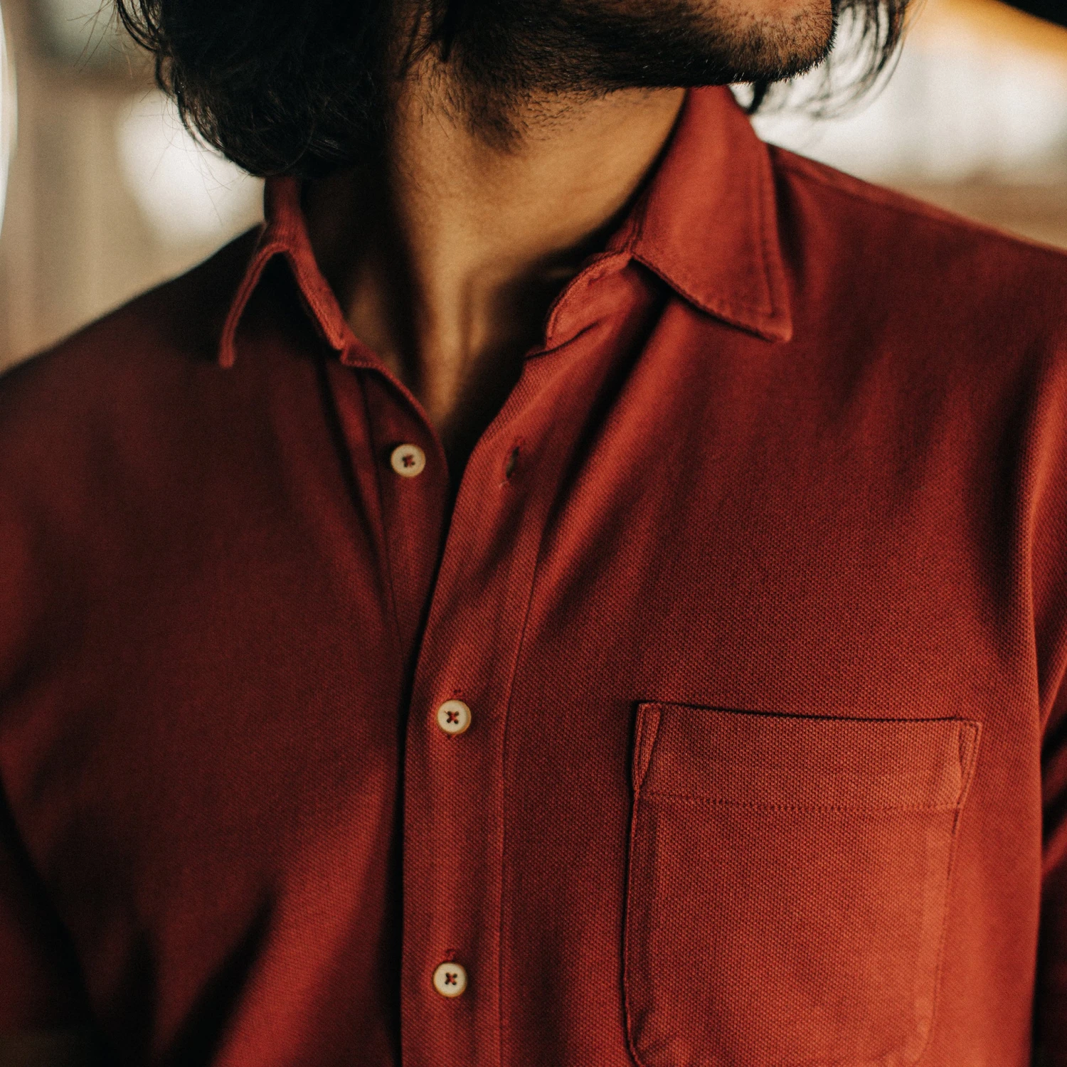 The Short Sleeve California In Red Clay Pique - Image 3
