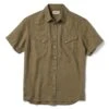 The Short Sleeve Western In Olive Linen