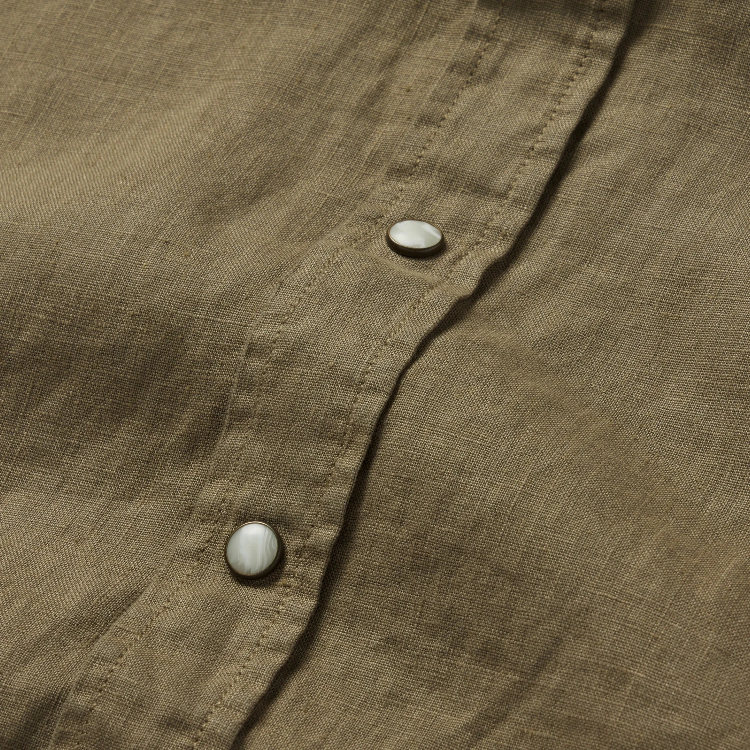 The Short Sleeve Western In Olive Linen - Image 6