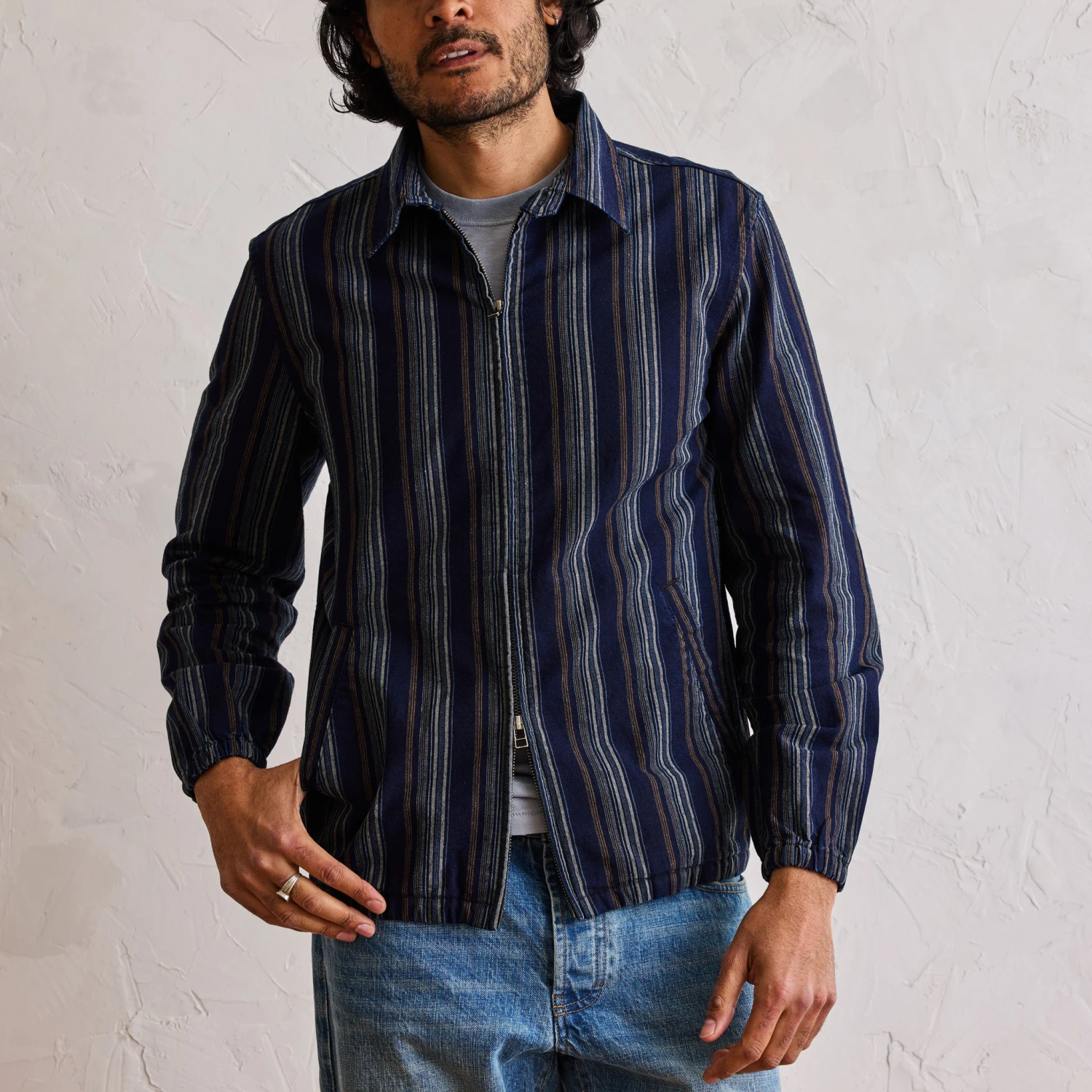 The Clark Jacket In Indigo Stripe - Image 2