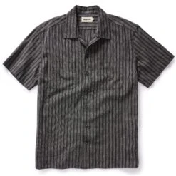 The Conrad Shirt In Black Indigo Slub Stripe