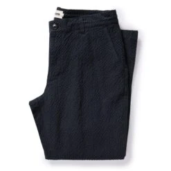 The Easy Pant In Heather Navy Seersucker