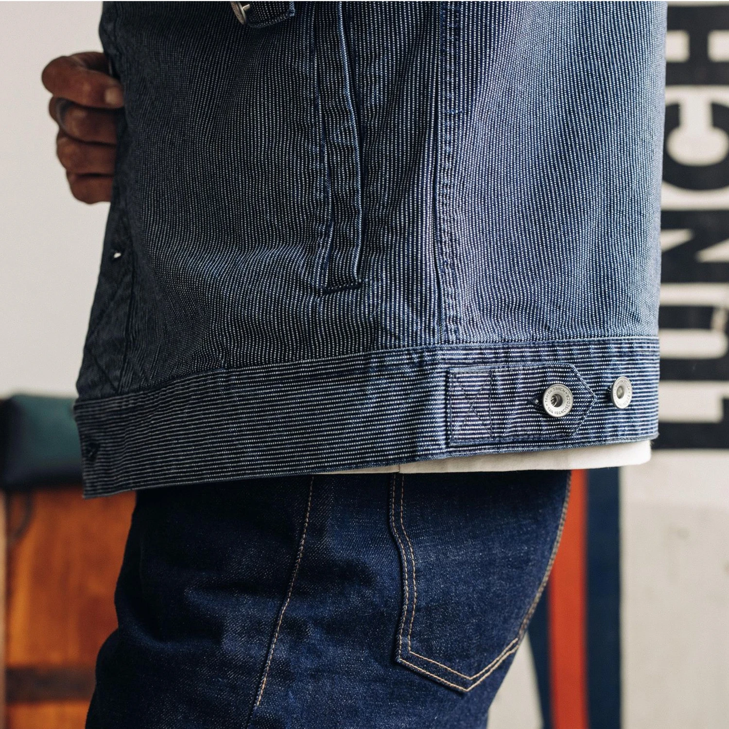 The Long Haul Jacket In Washed Indigo Stripe - Image 3