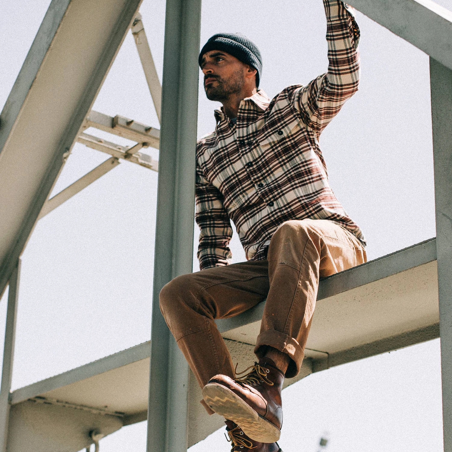 The Crater Shirt In Ivory Plaid - Image 4
