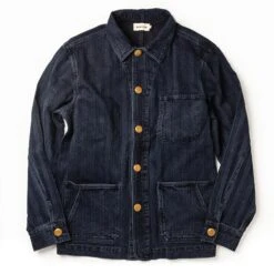 The Ojai Jacket In Washed Indigo Herringbone