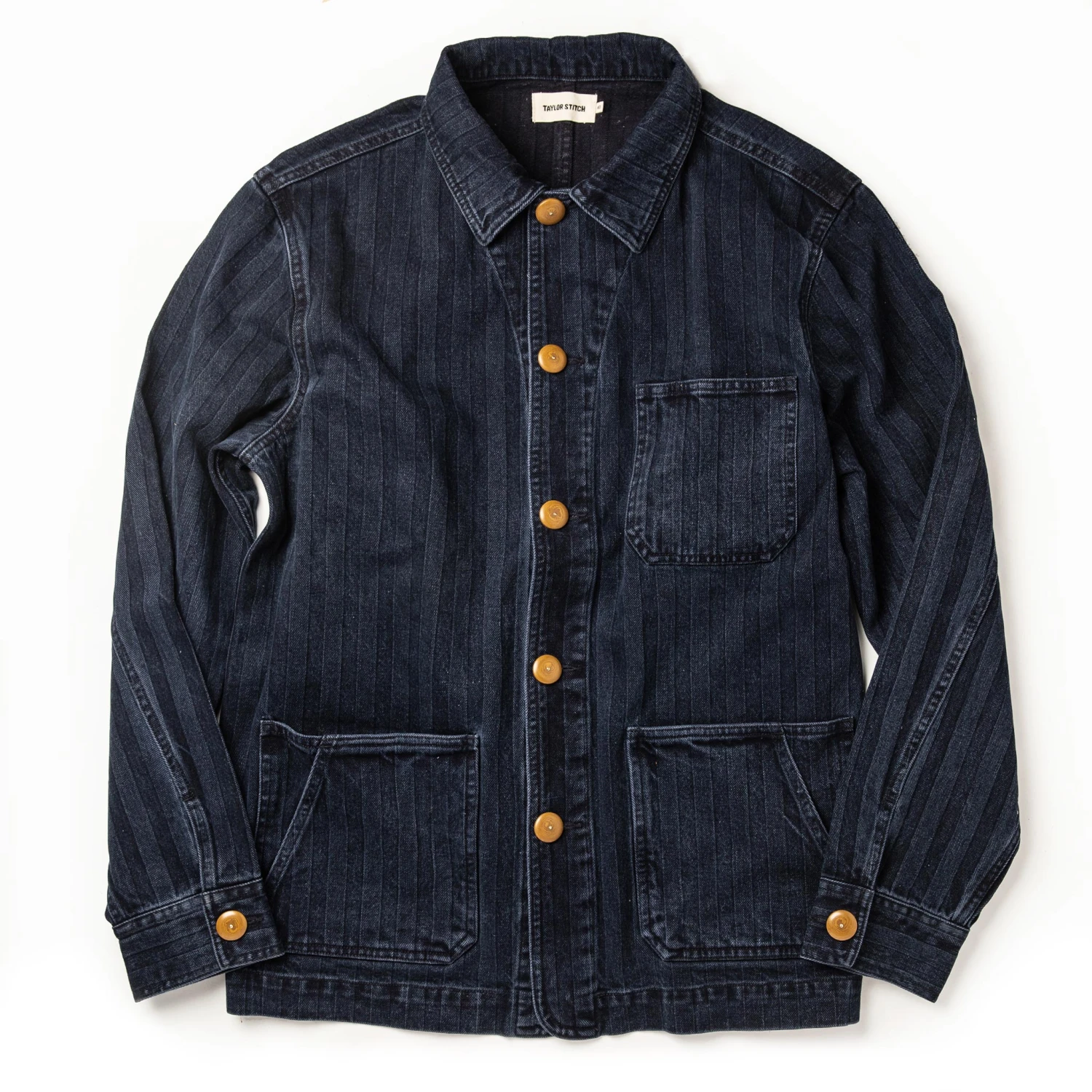 The Ojai Jacket In Washed Indigo Herringbone