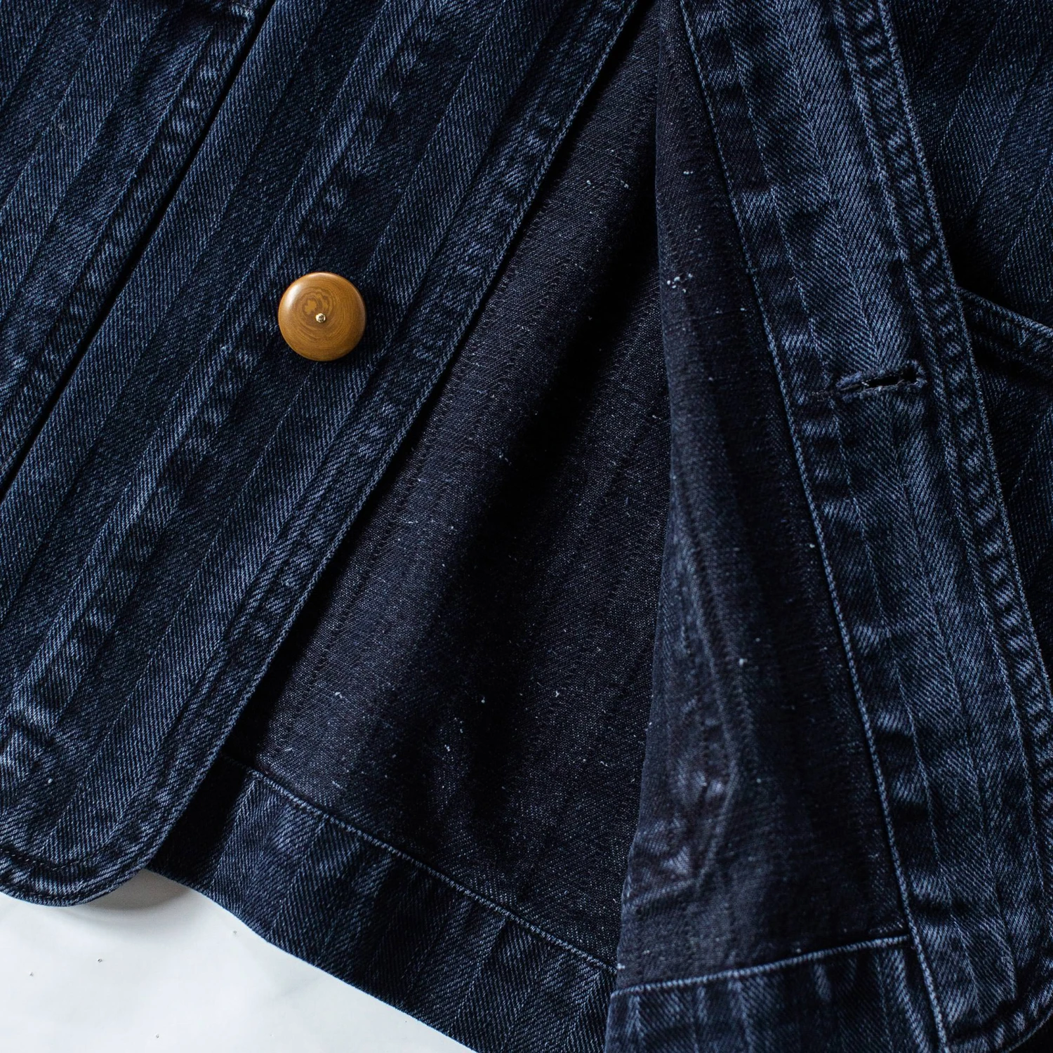 The Ojai Jacket In Washed Indigo Herringbone - Image 9