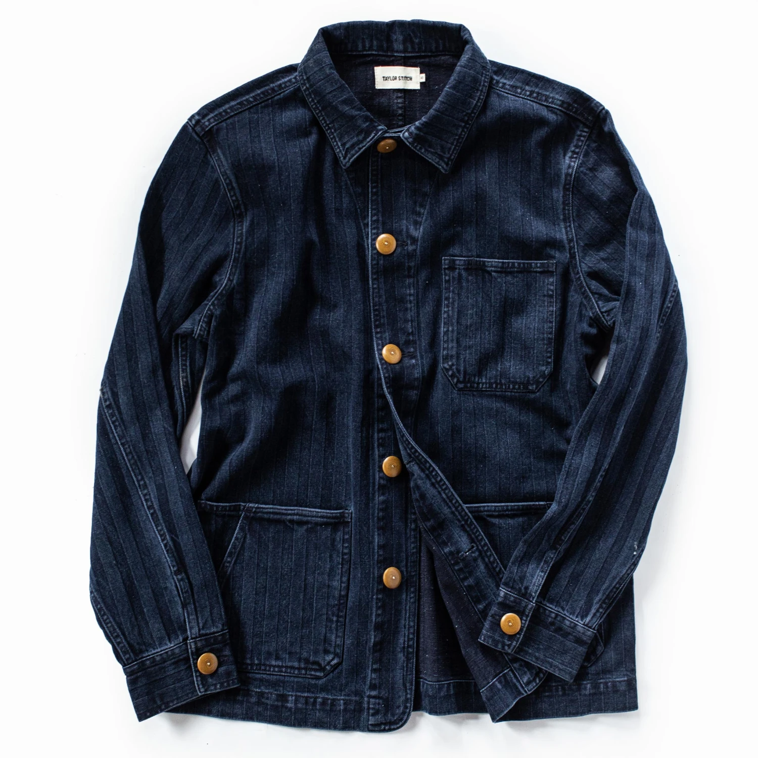 The Ojai Jacket In Washed Indigo Herringbone - Image 11